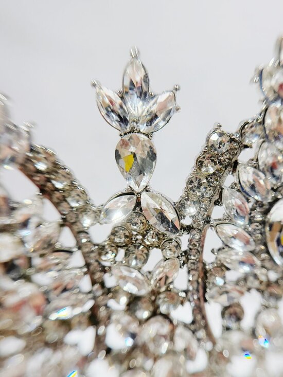 Silver Crystal Bridal Crown, Wedding Tiara, Bride Headwear, Beauty pageant crown main image 4